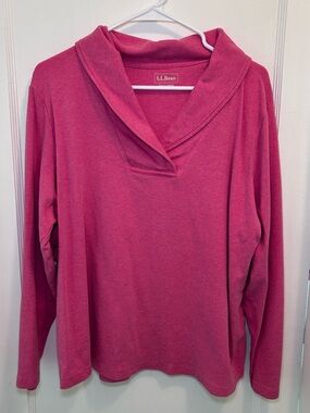 L.L. Bean Pink Long Sleeve Shawl Collared Pullover Top Women’s Plus Size 2X